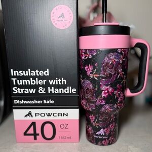 Powcan Pink Skull 40oz Tumbler